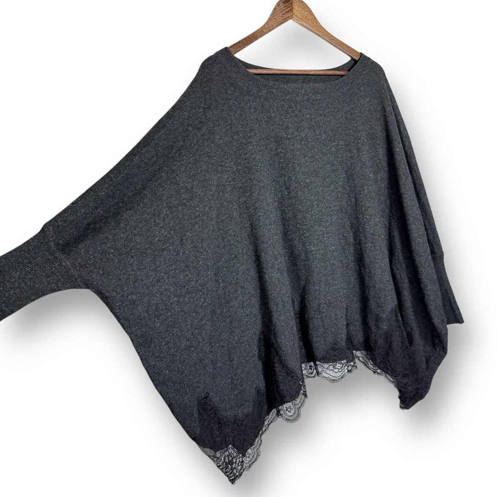 Twin Set Simona Barbieri Wool Angora‎ Oversized Poncho Sweater Batwing Italy Med